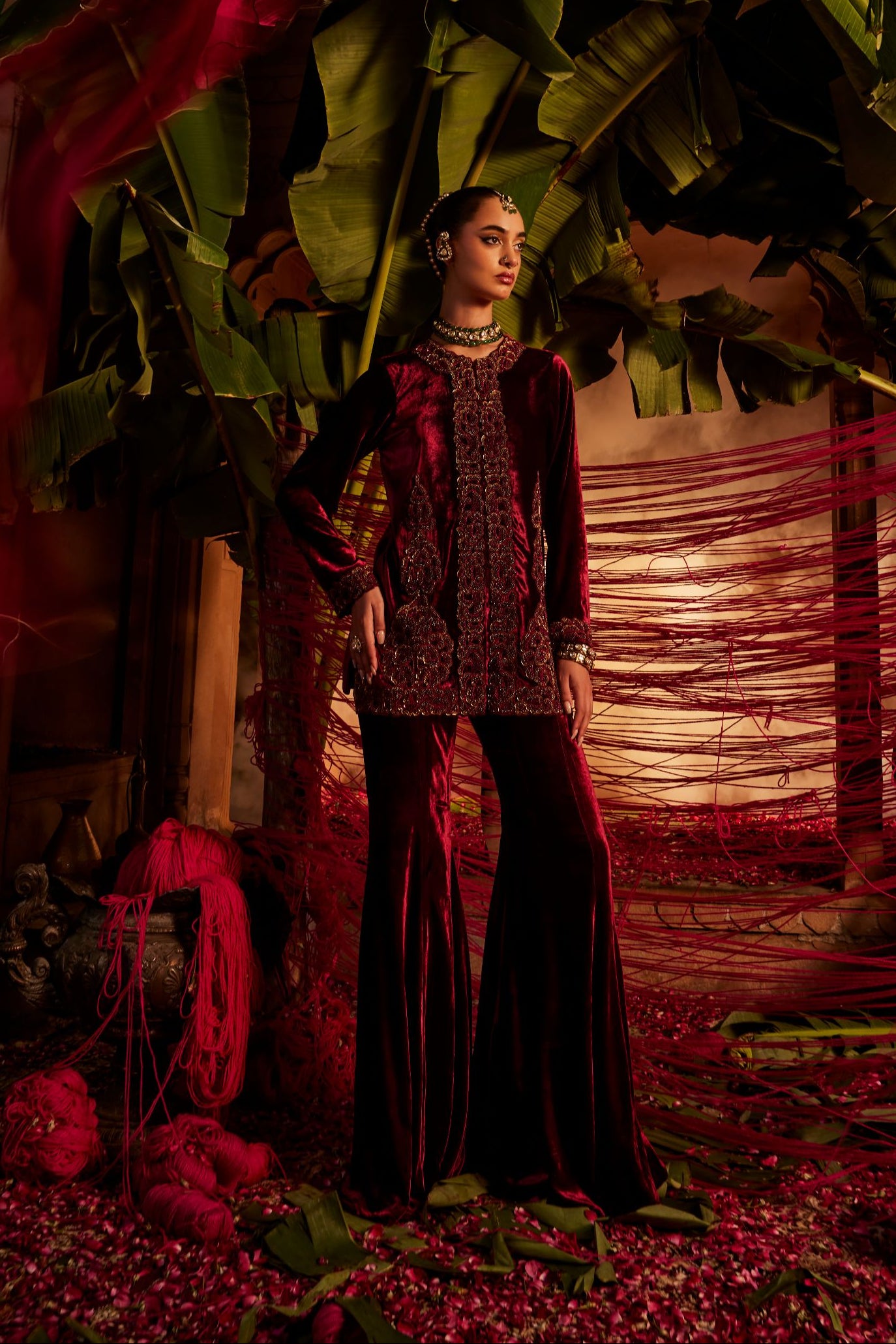 Gulaab velvet sharara set