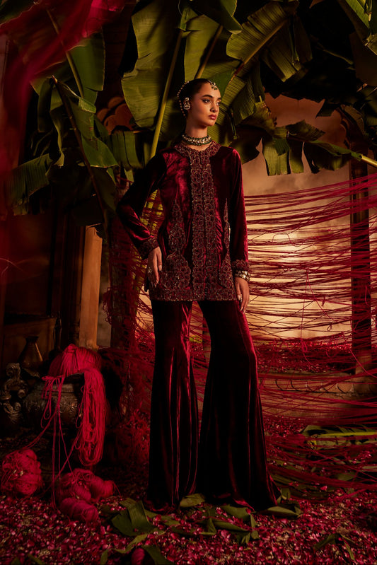 Gulaab velvet sharara set