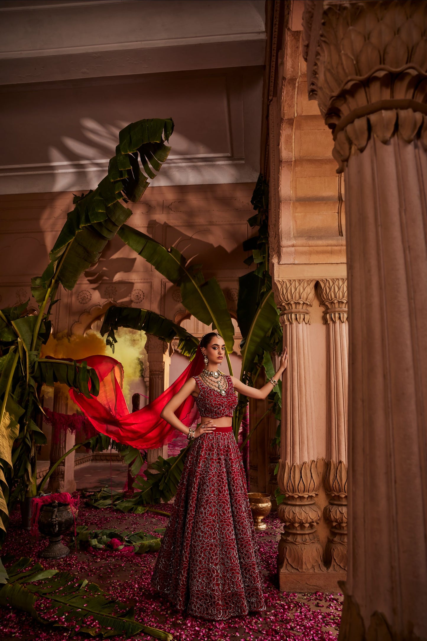Gulab cutwork silver lehenga