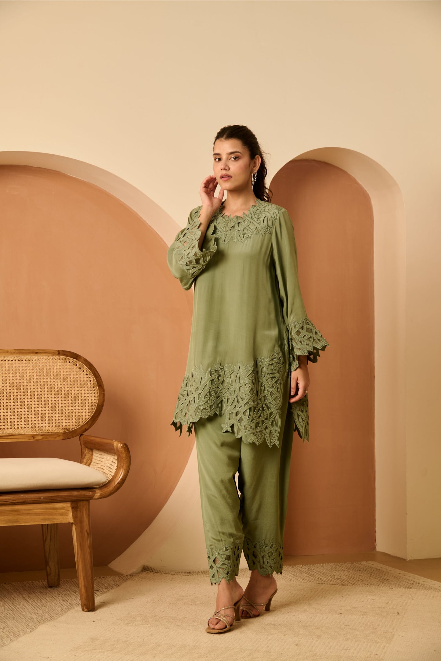Neem Cutwork Set with Ombre Dupatta