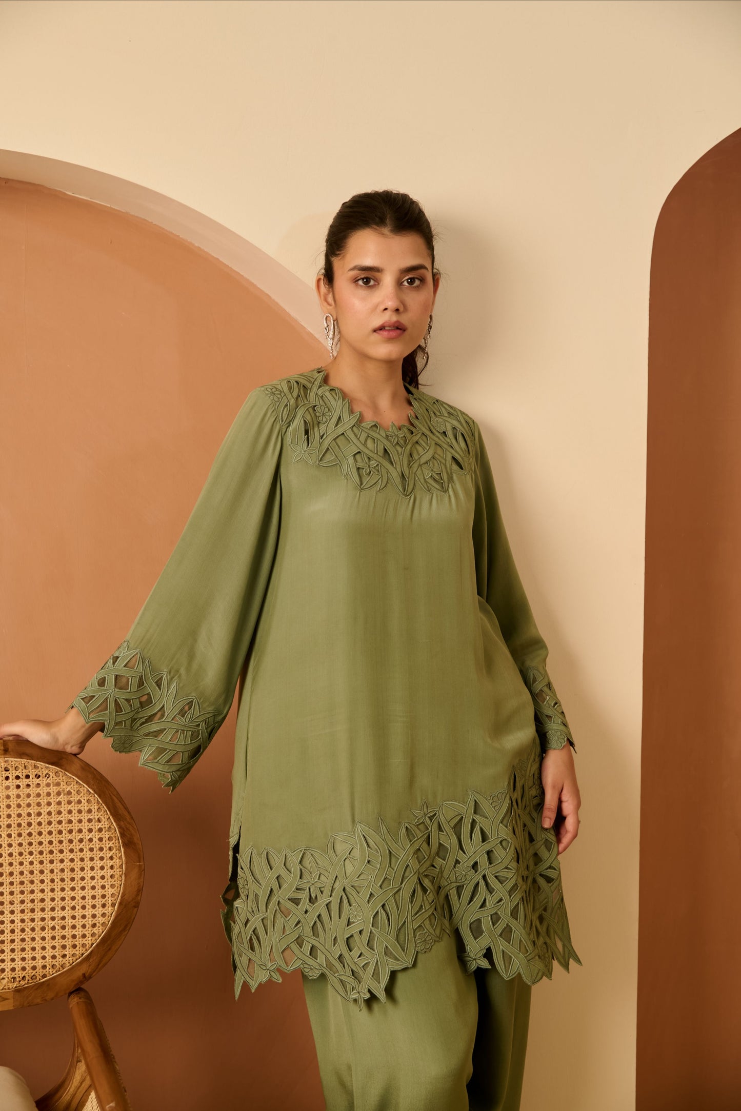 Neem Cutwork Set with Ombre Dupatta