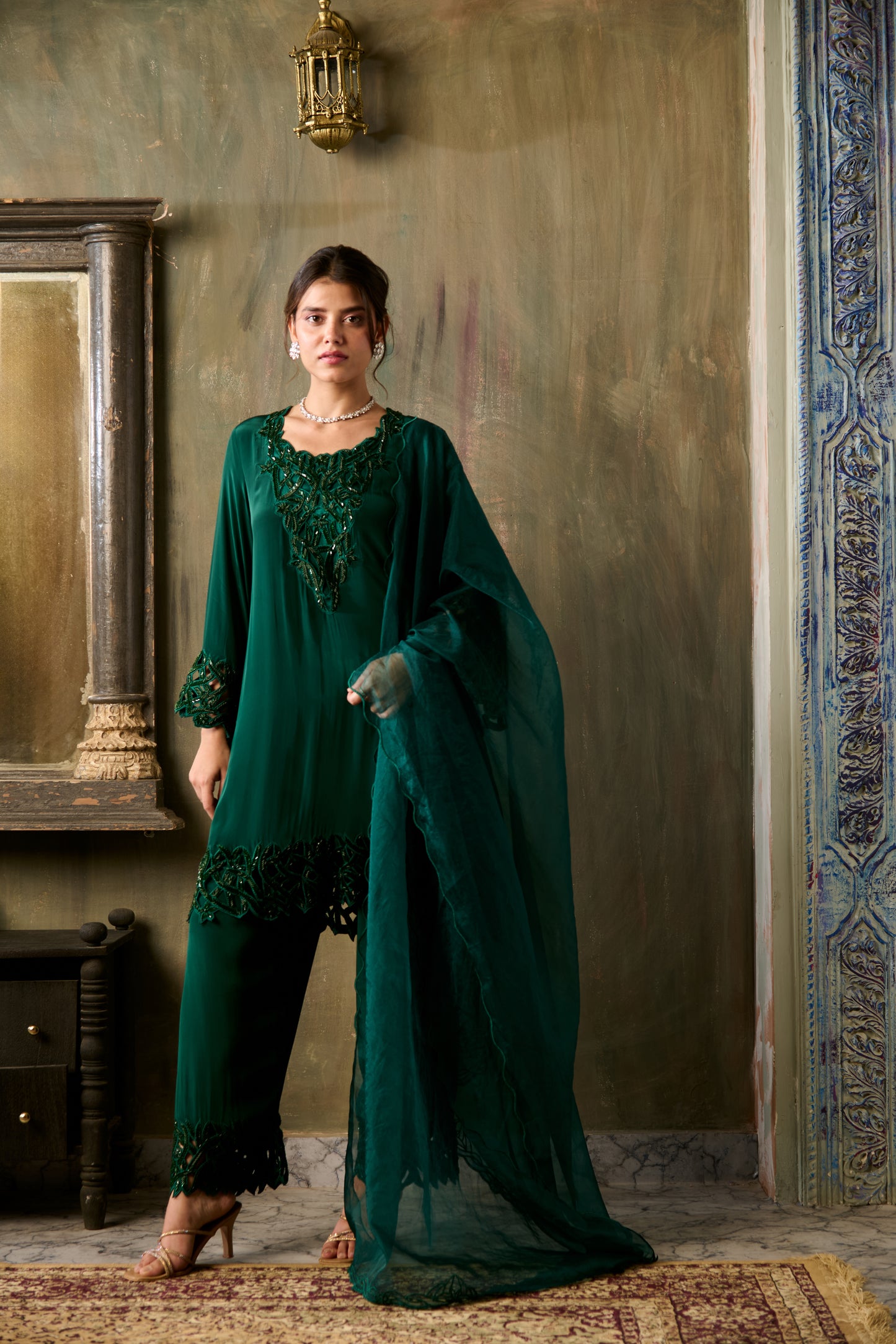 LEHAR CUTWORK SHORT ANARKALI SET